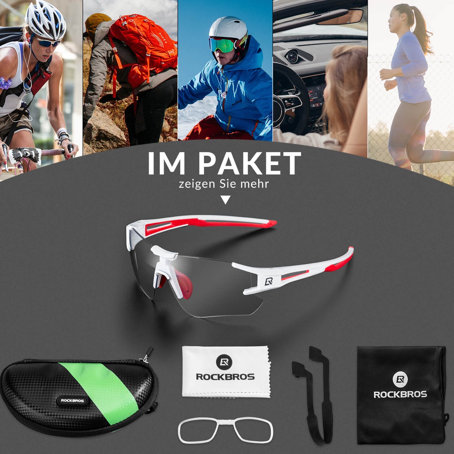 ROCKBROS Photochromic Cycling Glasses for Men & Women with UV400 Protection