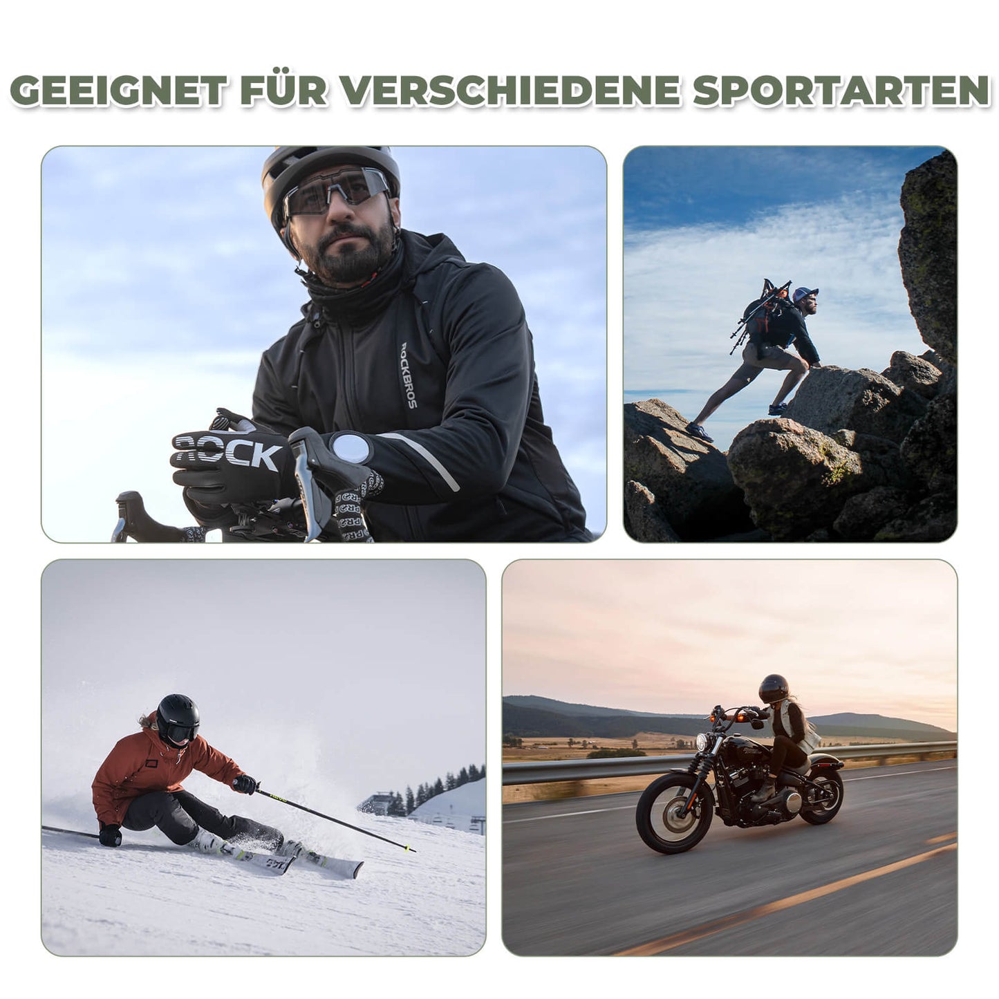 ROCKBROS Vollfinger Handschuhe Fahrradhandschuhe mit Touchscreenfunktion
