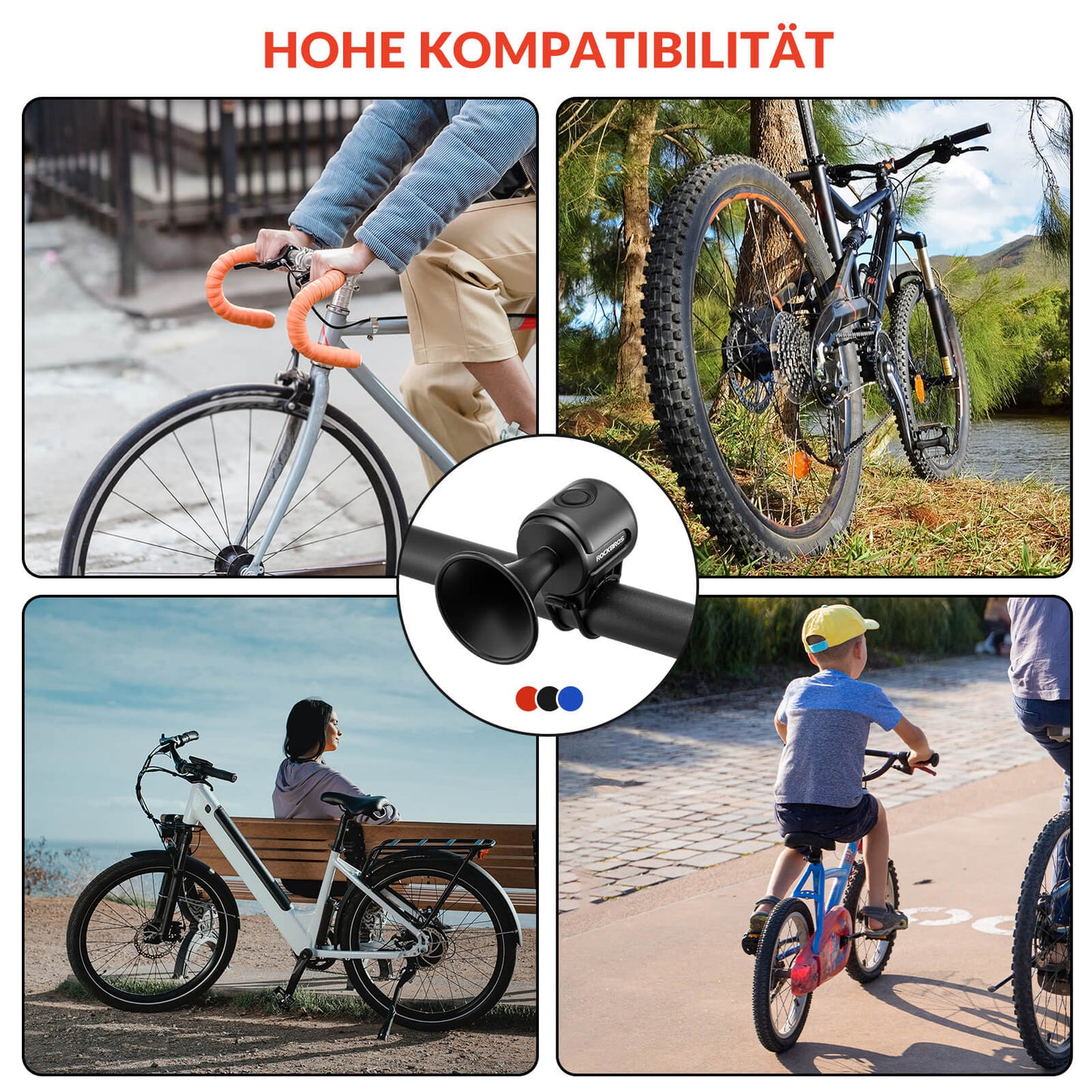 Electric bicycle bell, 120dB tone, IPX4 waterproof, suitable for children/adults
