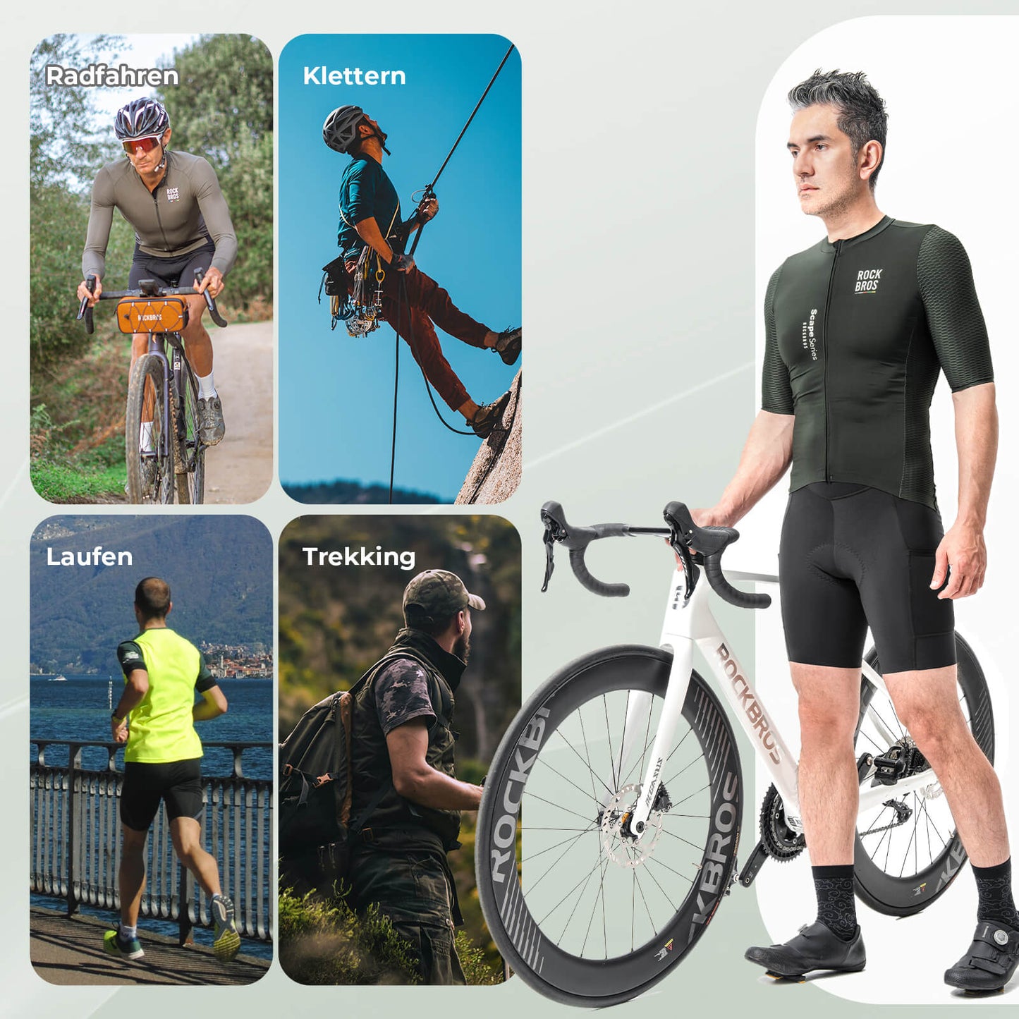 ROAD TO SKY Men's Short Sleeve Cycling Jersey for MTB & Road Bike Green