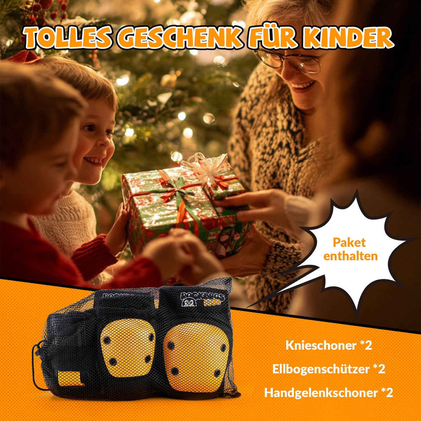 ROCKBROS hnéhlífar fyrir börn, 6 í 1, sett fyrir hjólreiðar og íþróttahlífar