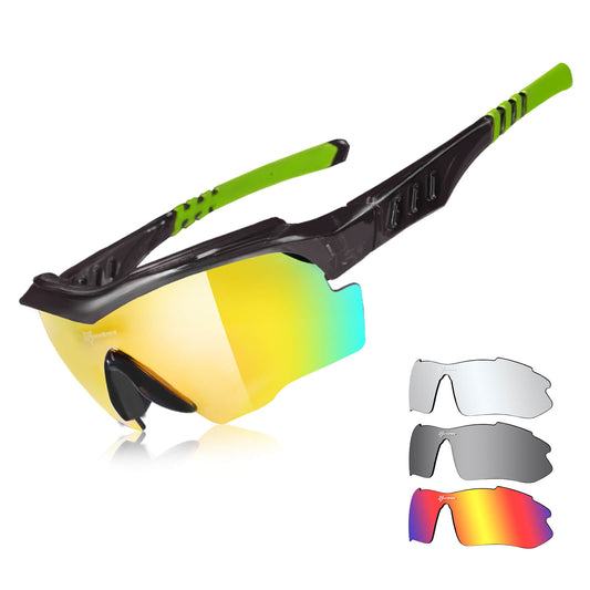 Polarized cycling glasses with interchangeable lenses, UV protection, unisex