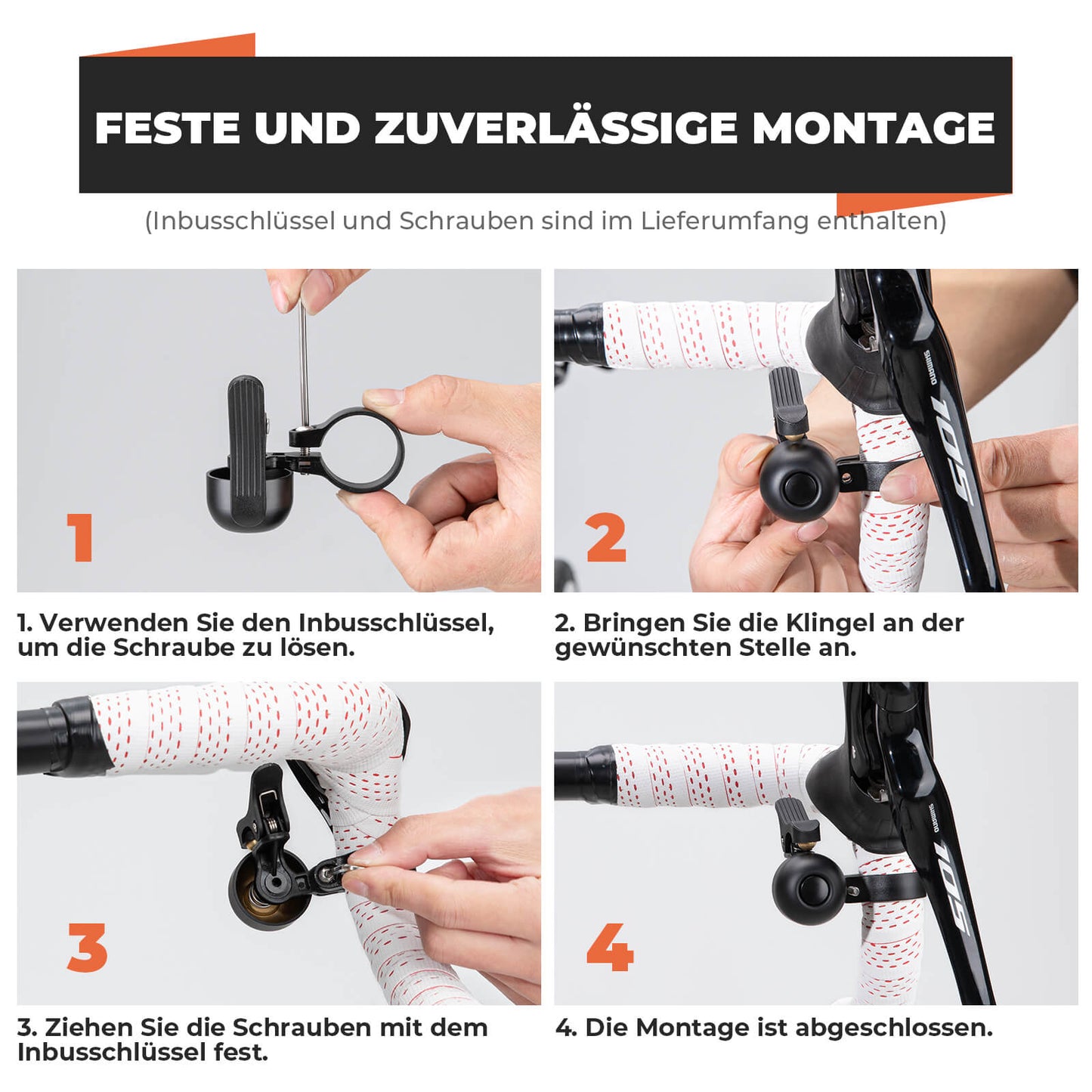 Road bike bell for curved handlebars 27-30 mm