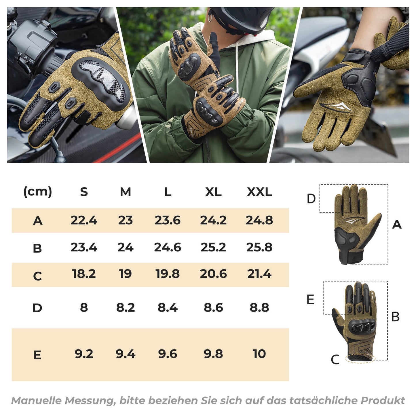 Vetrarhjólreiðahanskar, öndunarvænir, höggþolnir, snertiskjár, brúnir