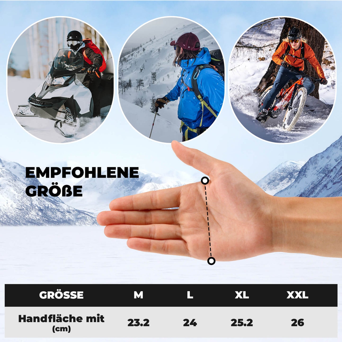 Vetrarhjólahanskar, hlýir með snertiskjá, vindheldir