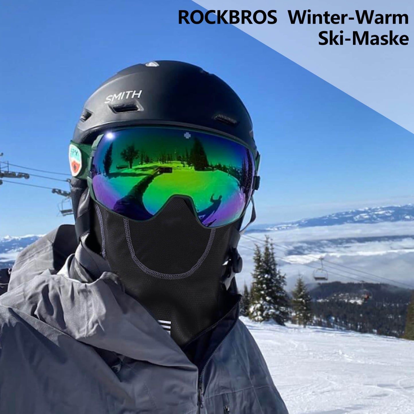 ROCKBROS Winter Multifunkionstuch Sturmhaube Herren Warm Winddicht Grau