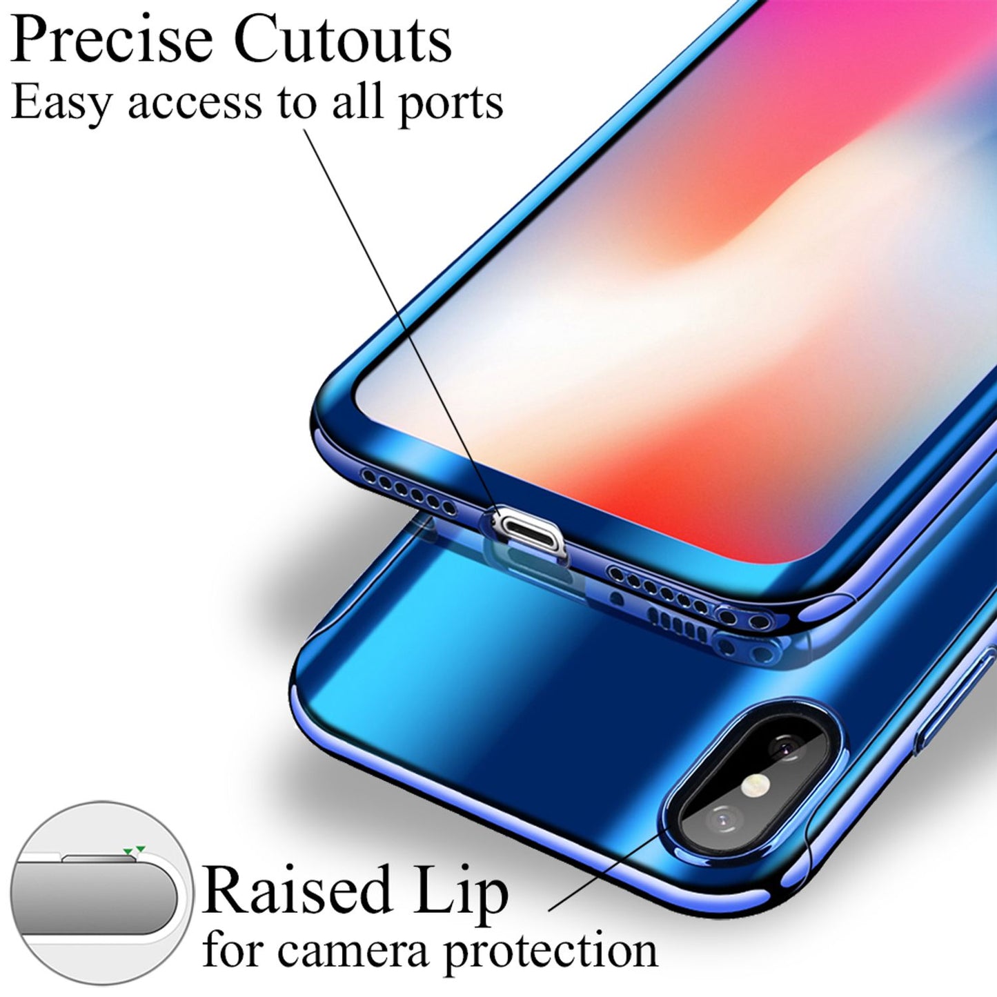 NALIA 360 Degree Phone Case for Apple iPhone XS Max, Full Cover & Protective Glass Case