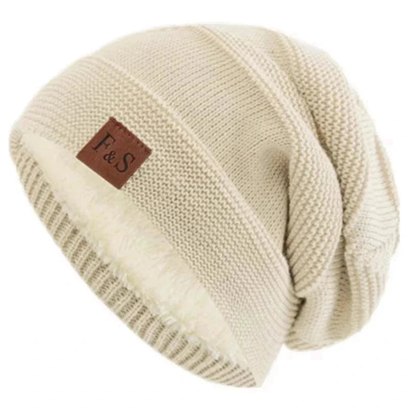 Unisex slouchy hats,Fur lined warm beanie