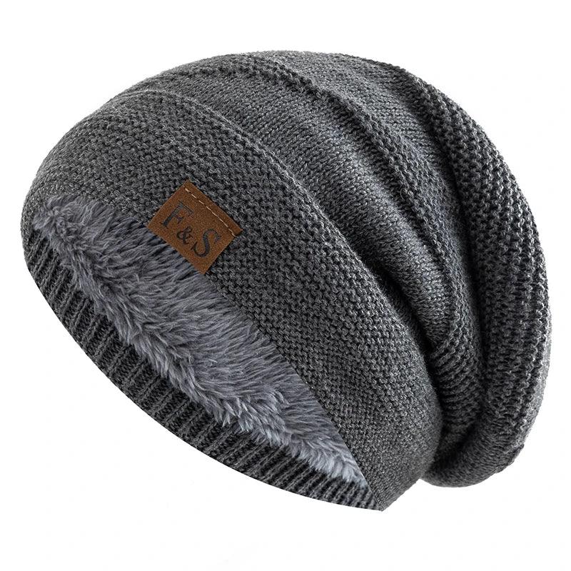 Unisex slouchy hats,Fur lined warm beanie