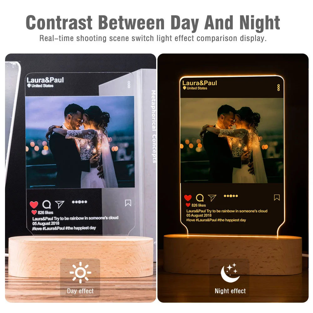Custom led your photo light romantic 3d night lamp with text for special occasions