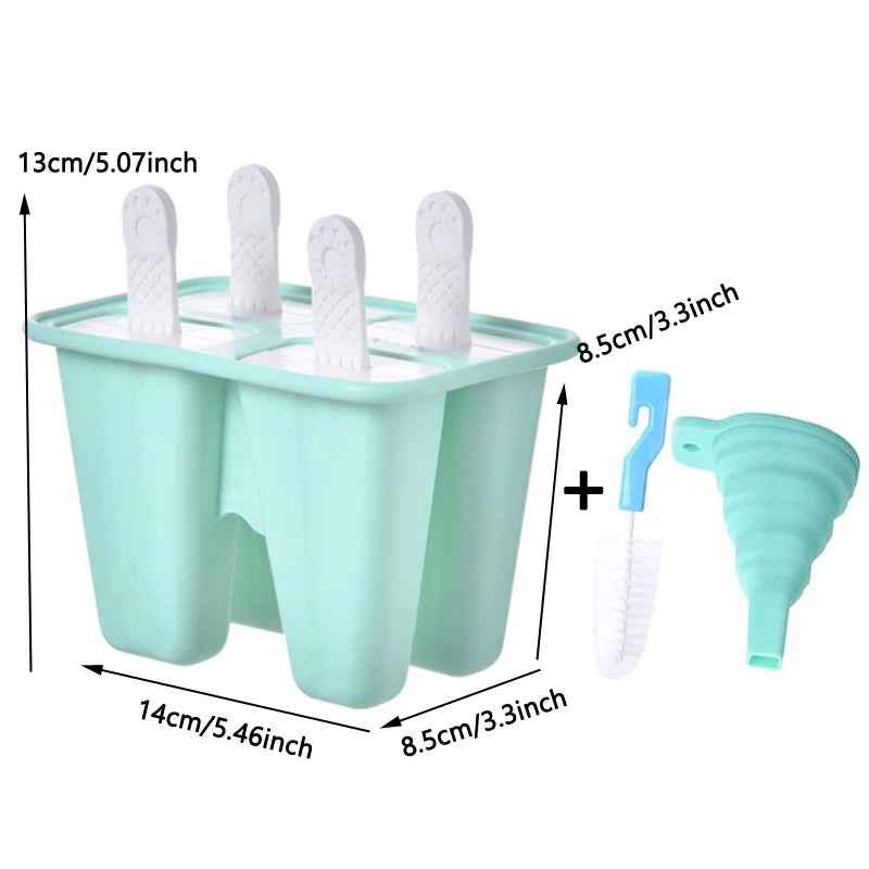 4/ 6 Cell Silicone Ice Cream Popsicle Mold With Handle
