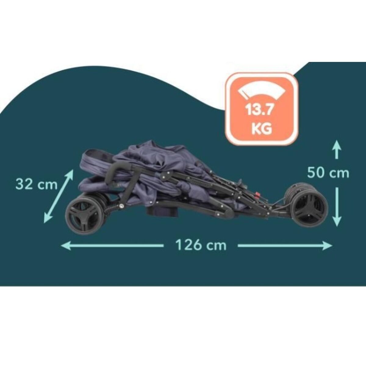 Barnavagn Bambisol tvöfaldur reyr, dökkblár