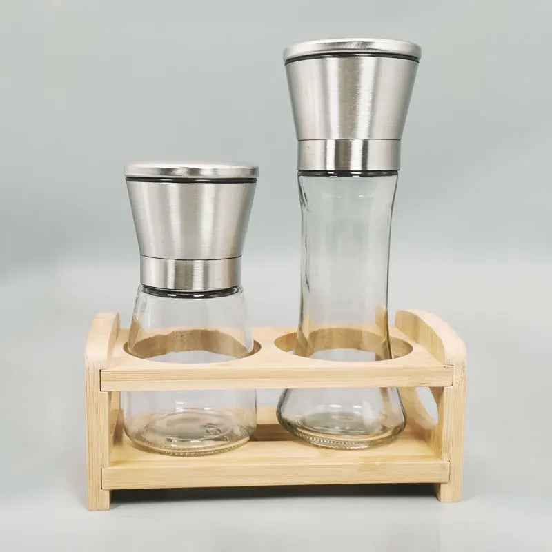 Stainless Steel Mill Glass Body Spice Salt and Pepper Grinder