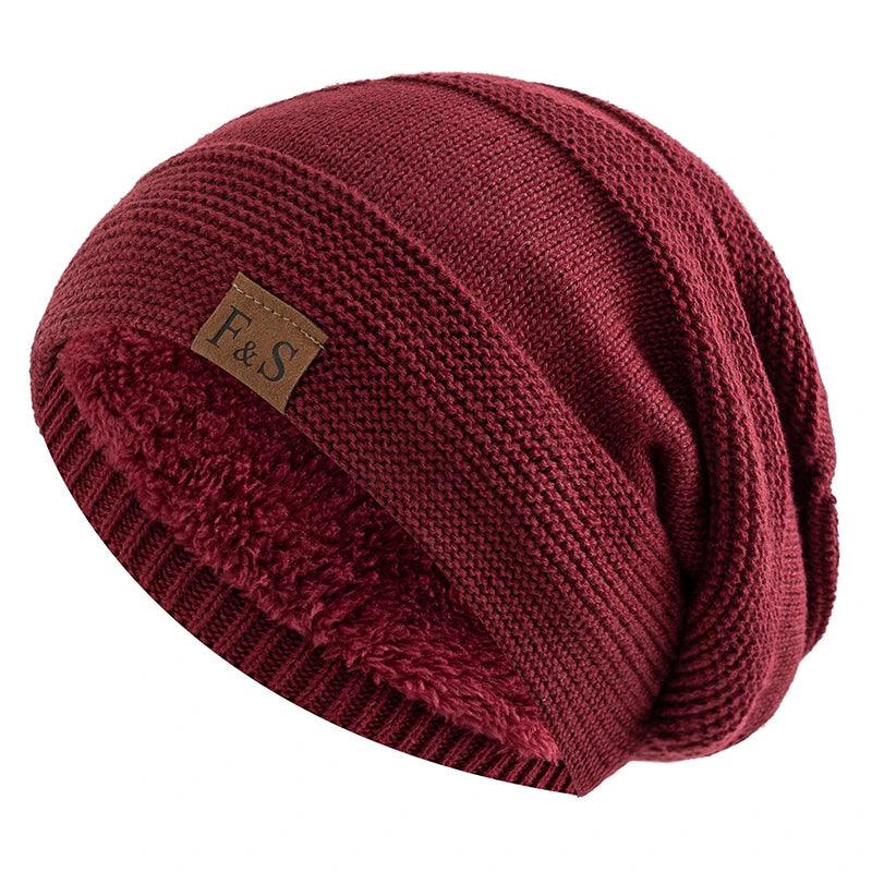 Unisex slouchy hats,Fur lined warm beanie