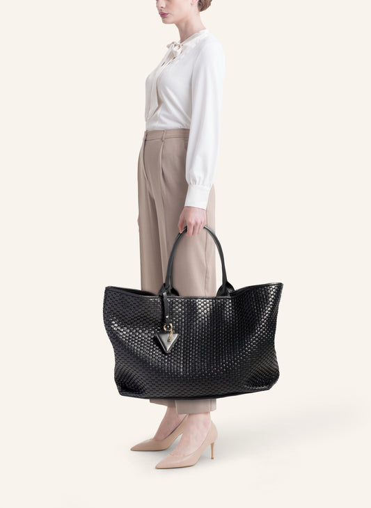 '60' Large Tote Bag with Zip Black