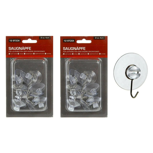 Saugnäpfe 24 Haken transparent für Fenster Lichterkette Saugnapf Saughaken Ø 4c