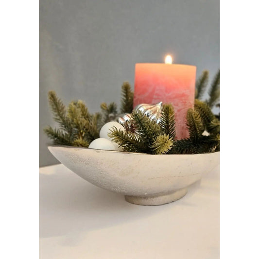 Dekoschale Metall silber Schale Metallschale oval Deko Tischdeko Länge 34 cm