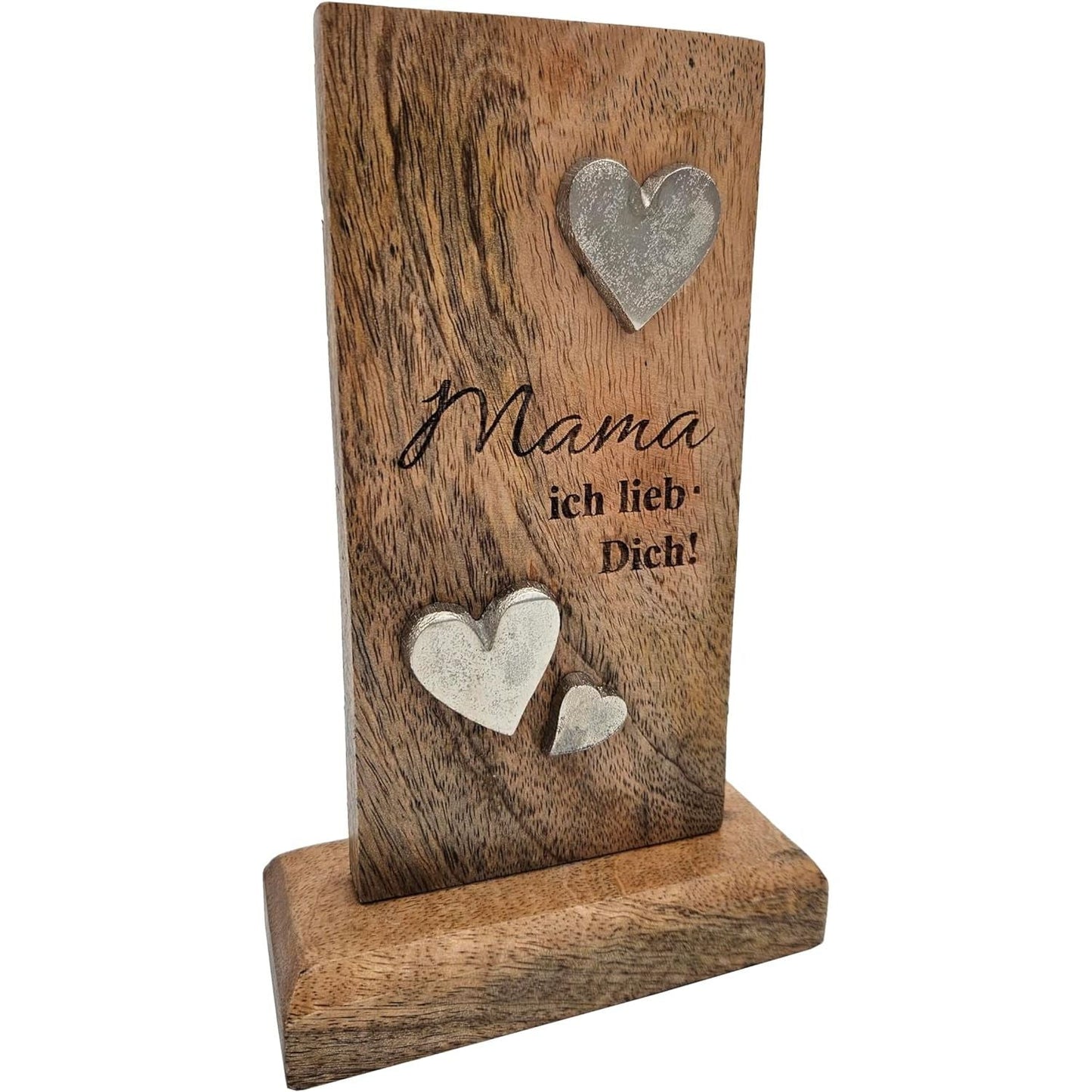 Holzschild MAMA Holztafel Geschenk Muttertag Mutter Schild Mangoholz Höhe 20 cm
