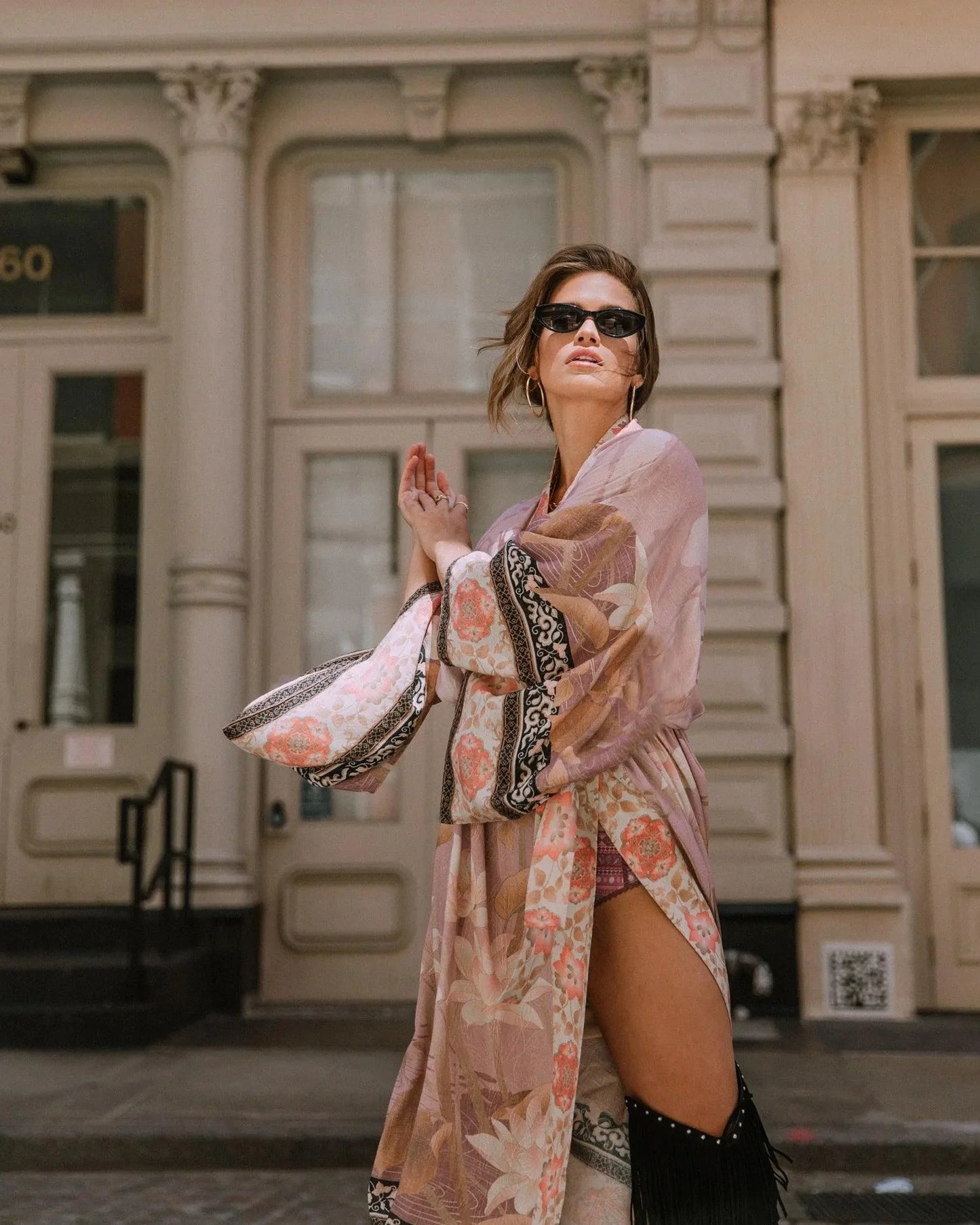 Girls ethnic style bikini beach cover up