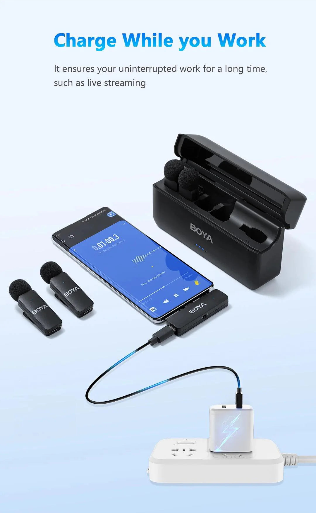 BOYA-V4U wireless microphone for phone & pc video recording live streaming