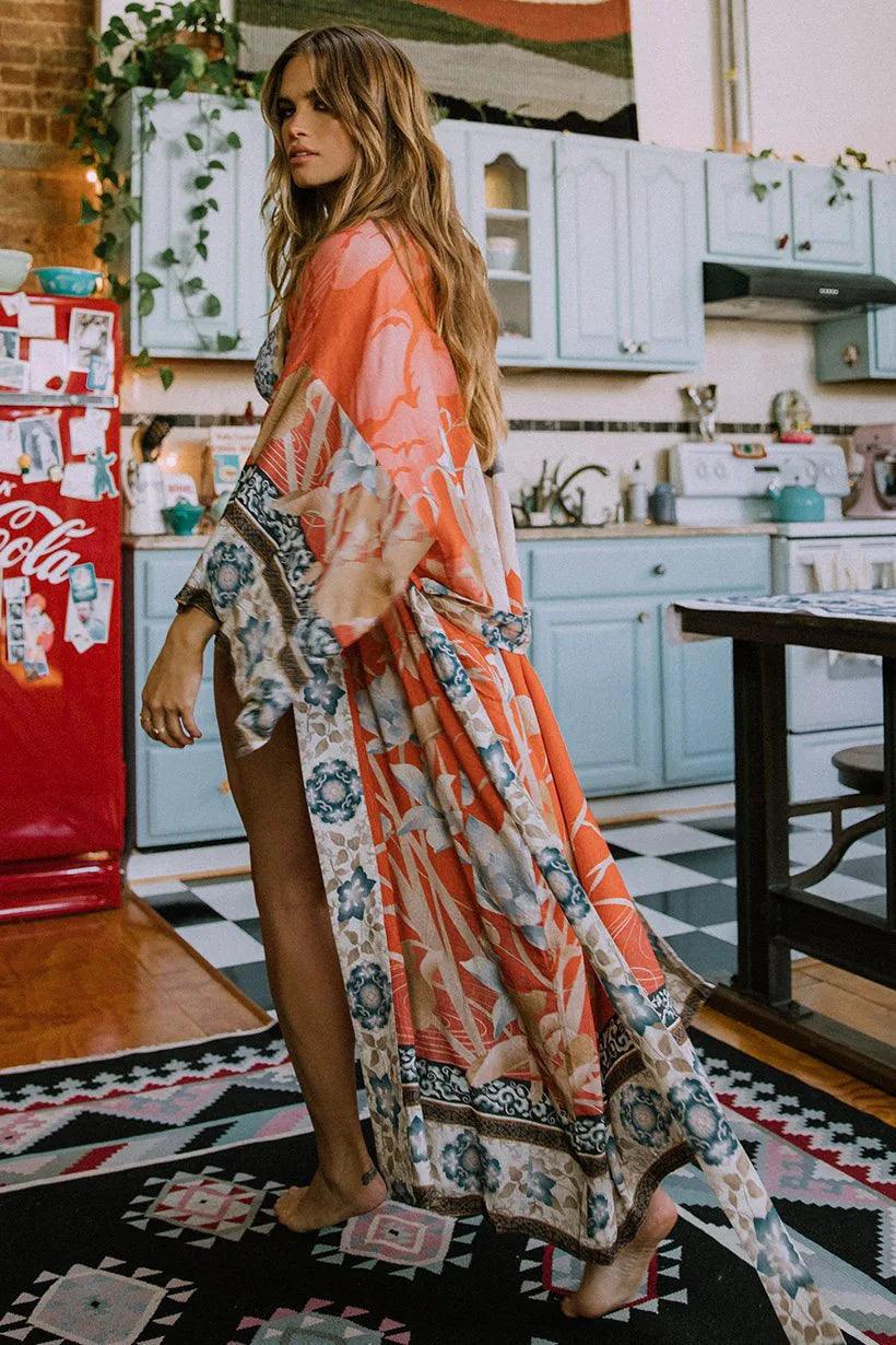 Girls ethnic style bikini beach cover up