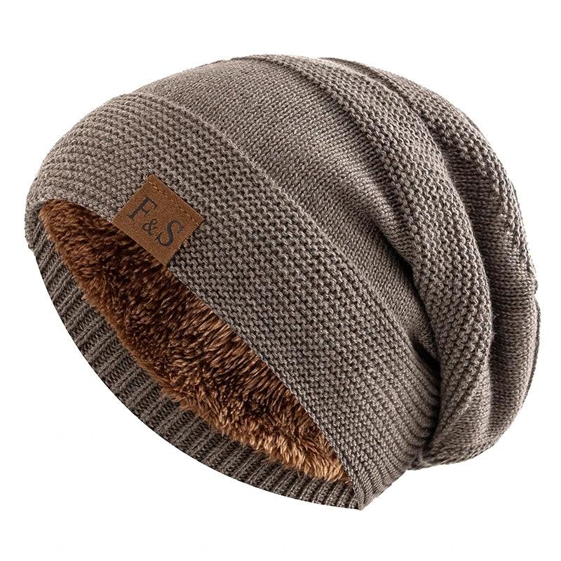 Unisex slouchy hats,Fur lined warm beanie