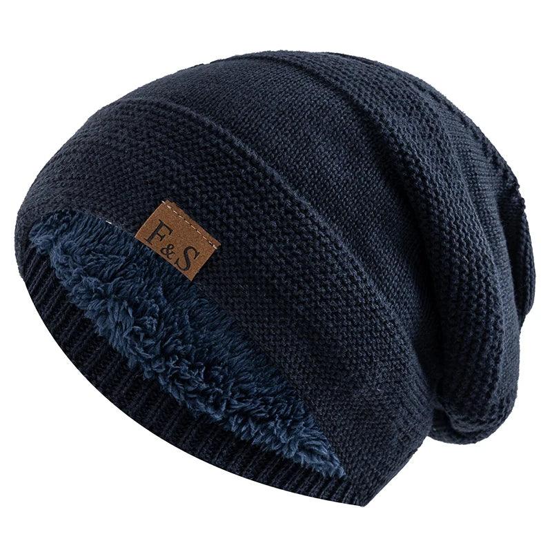 Unisex slouchy hats,Fur lined warm beanie
