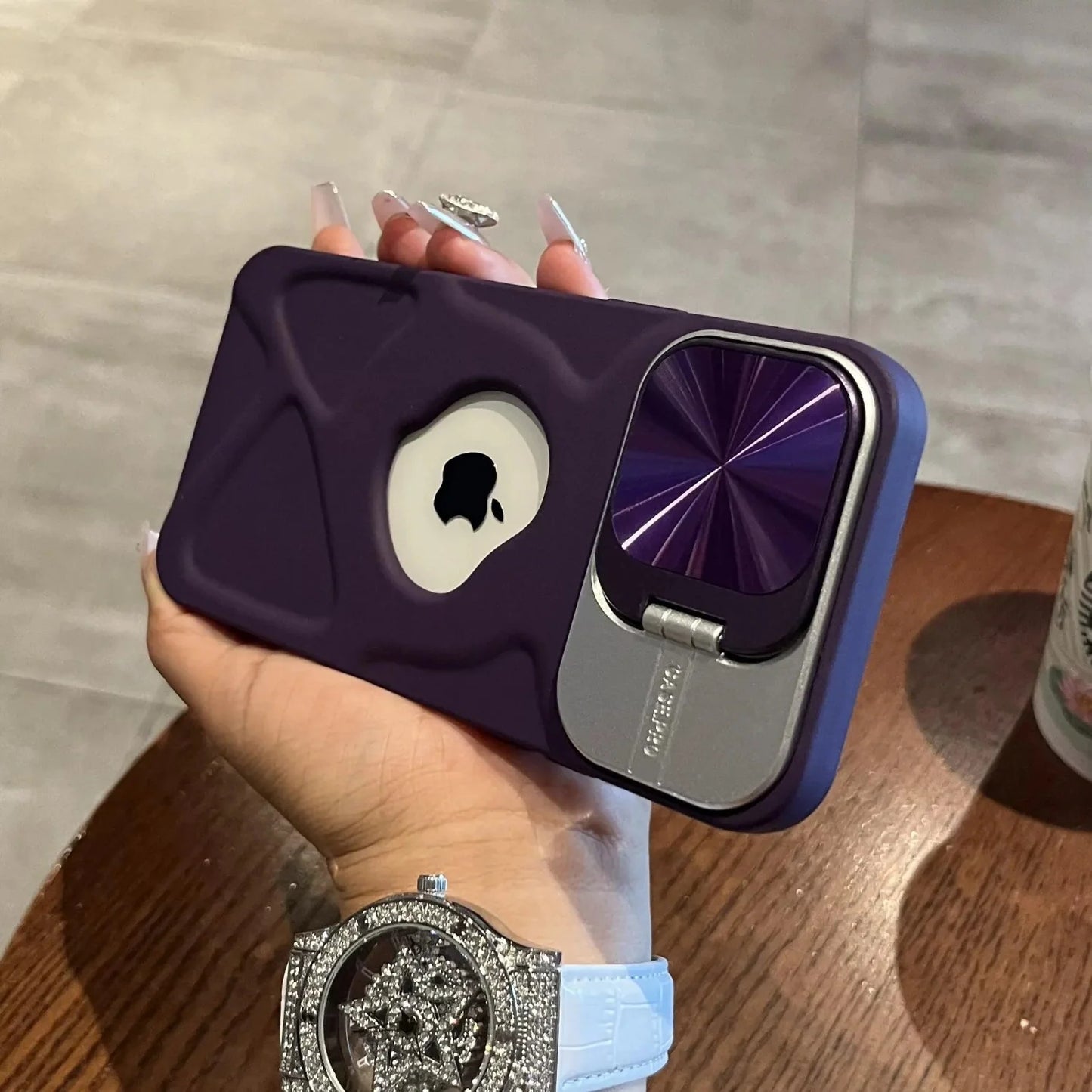 Fashion logo hole magnetic case for iphone lens protection covers