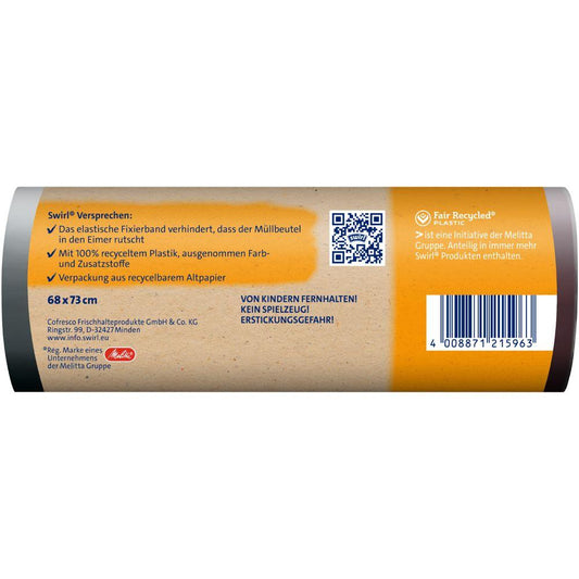 Swirl Fixierband-Müllbeutel 60 l Reißfest & Dicht | Rolle (10 Beutel)