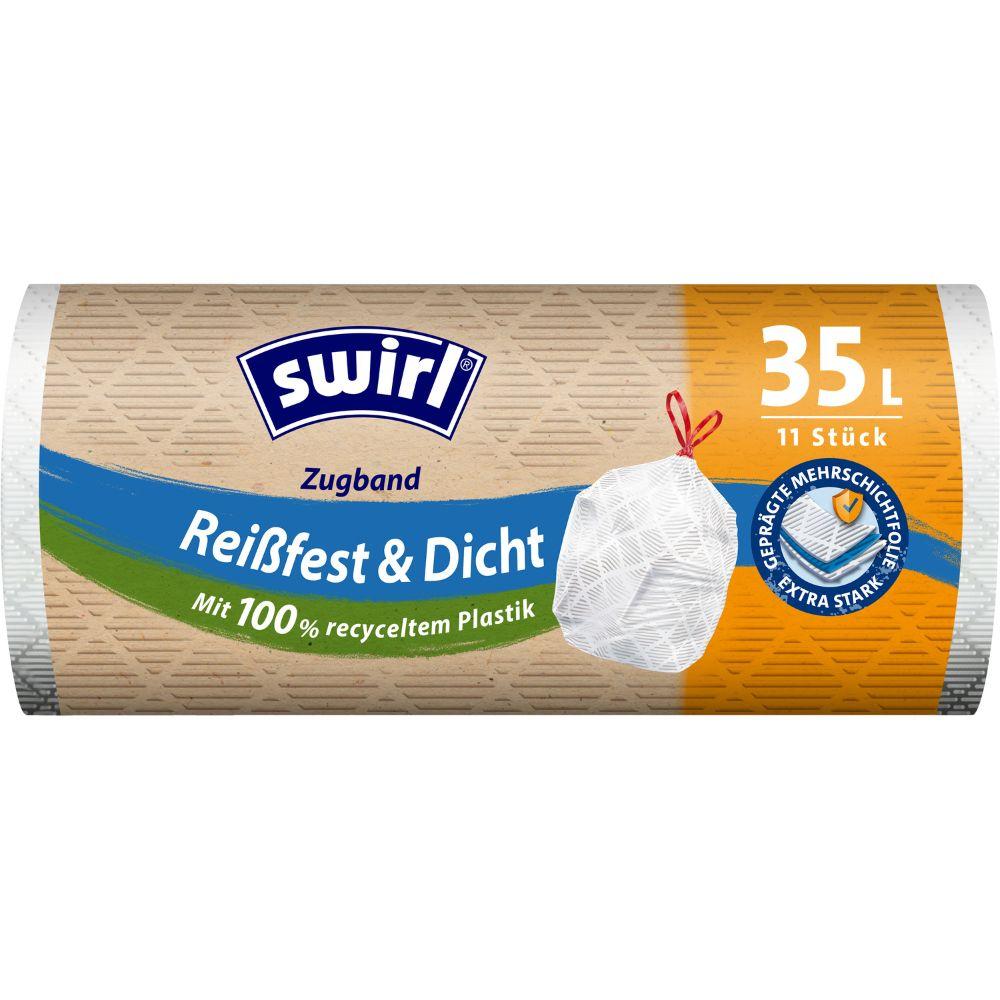 Swirl Zugband- Müllbeutel 35 l Reißfest & Dicht | Rolle (11 Beutel)
