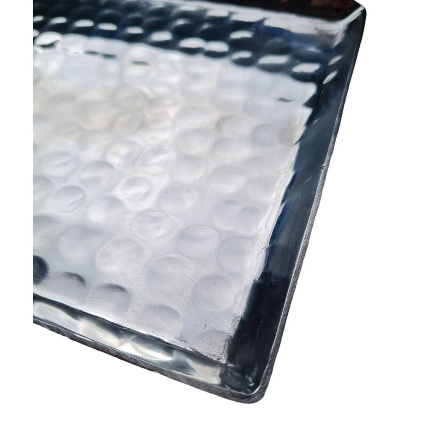 Tablett silber Metall Hammerschlag Deko modern Metalltablett 45x15 cm B-WARE