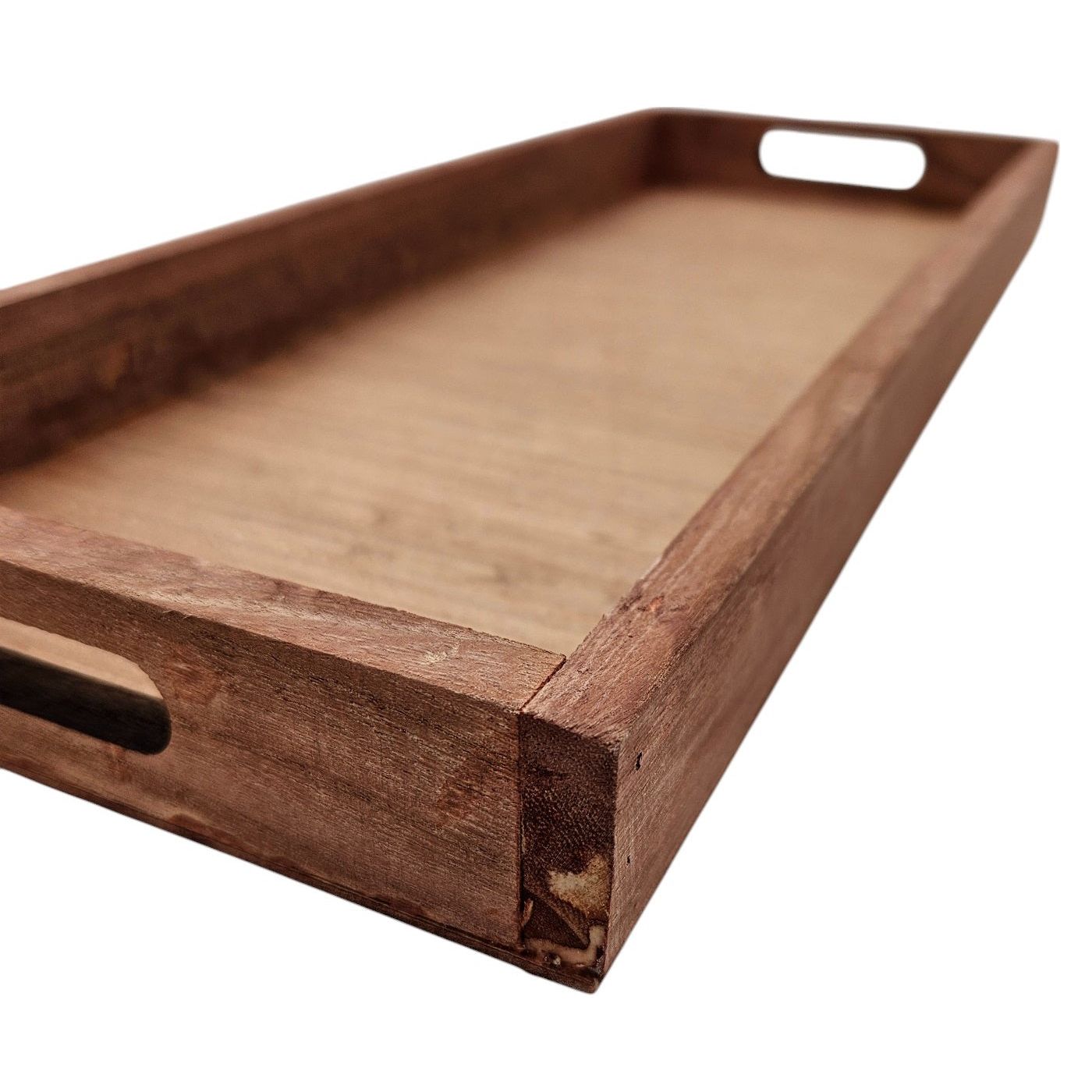 Tablett Dekotablett Serviertablett groß 2er SET B-Ware Holz braun Kerzentablett