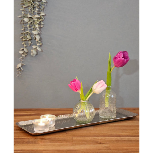 Dekotablett Dekoschale Metall silber Deko Tischdeko Schale Tablett 45 cm B-WARE