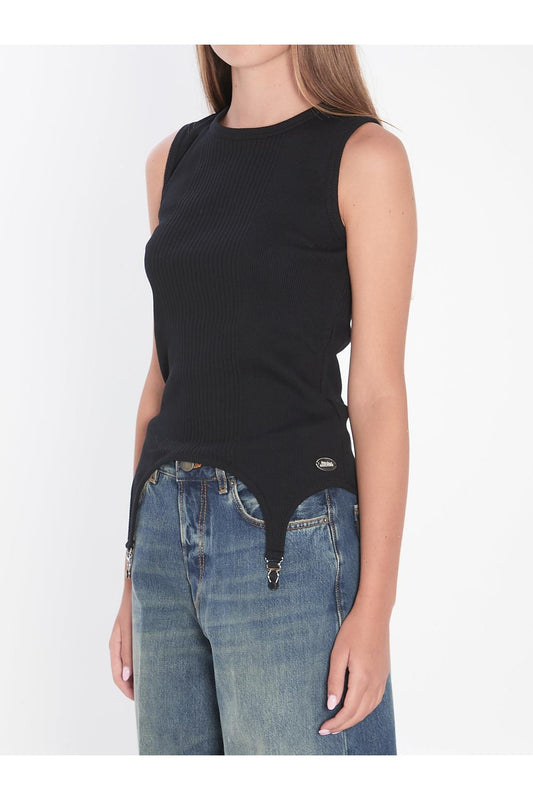 Tank top with lingerie garter