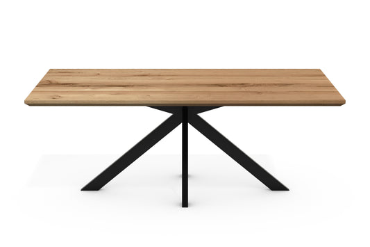 Esstisch Anton mit Schweizer Kante Spider Gestell Eiche wildeiche massiv