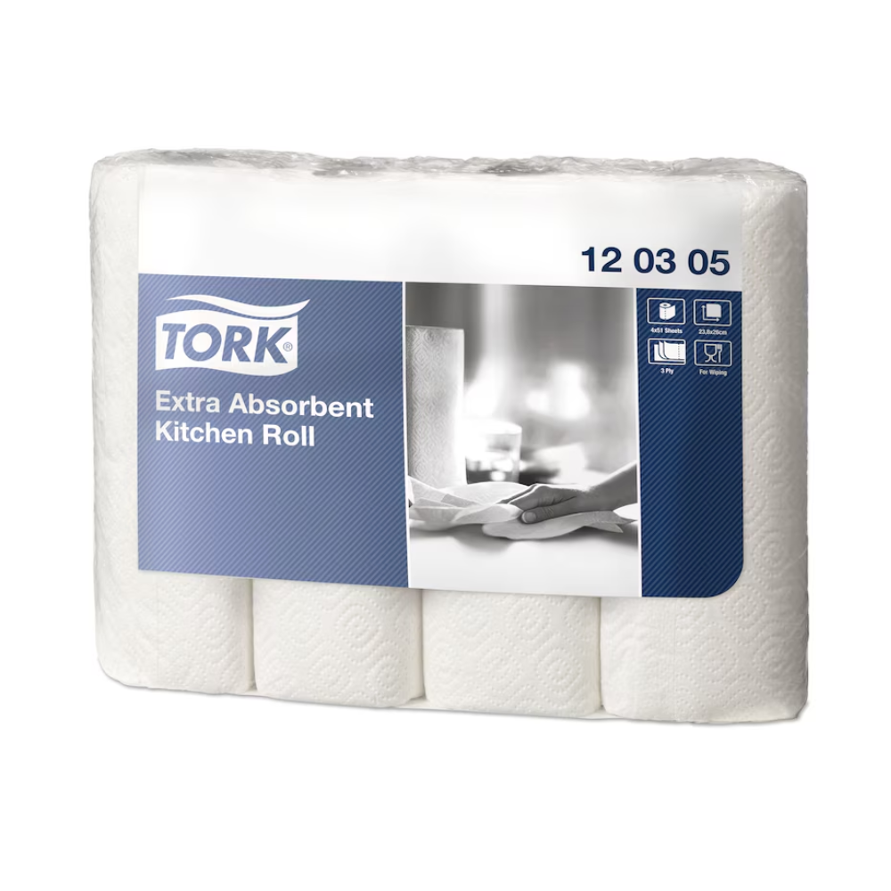 Tork 120305 extra-saugfähige Küchenrolle Premium 3-lagig | Karton (48 Rollen)