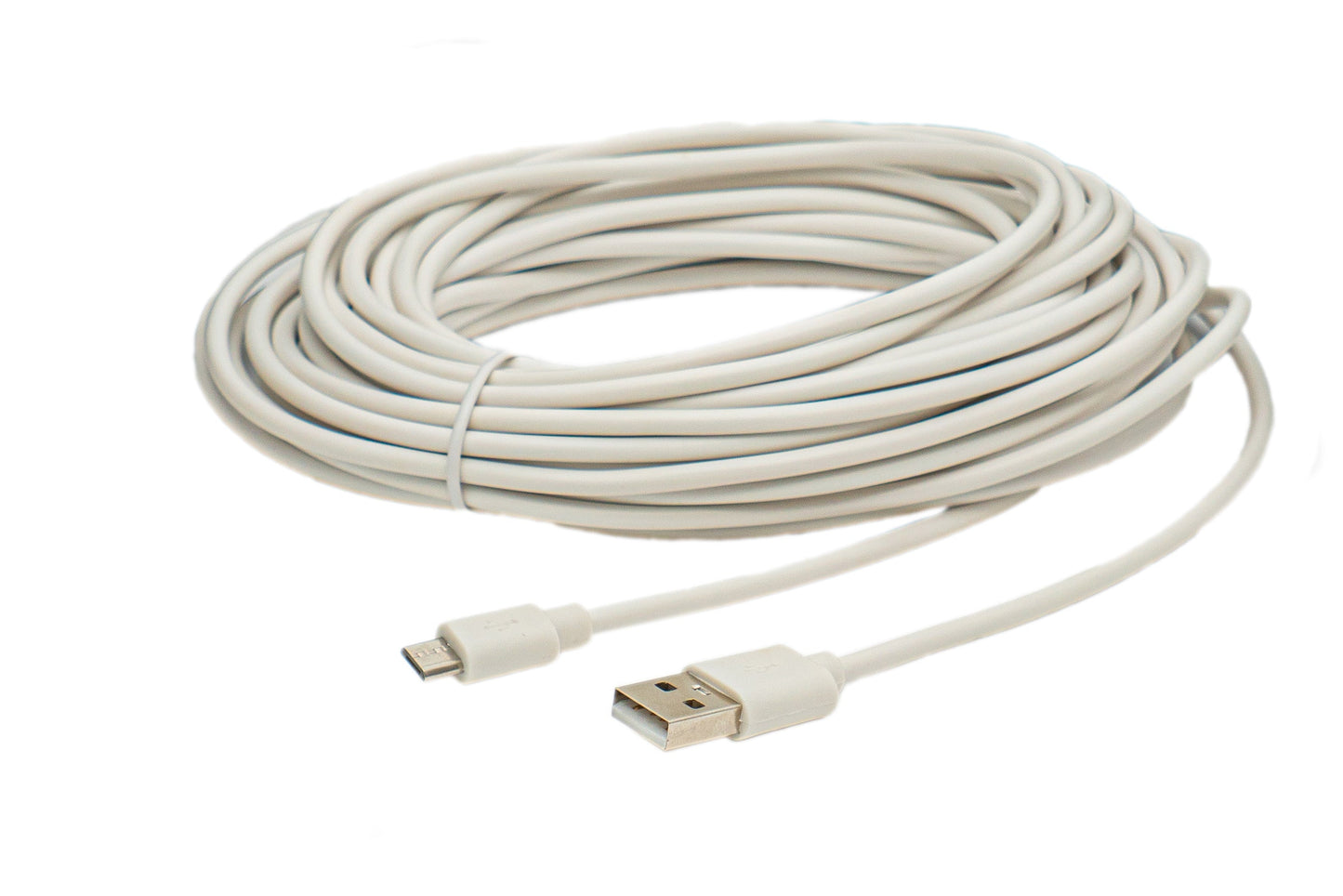 SYSTEM-S USB 2.0 snúra 10 m Micro B tengi í Type A tengi í hvítu