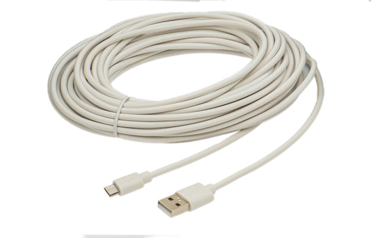 SYSTEM-S USB 2.0 cable 10 m Micro B plug to Type A plug in white