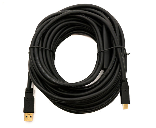 SYSTEM-S USB 3.1 cable 12 m Type C plug to 3.0 A plug Repeater 5 Gbit/s 100W in black