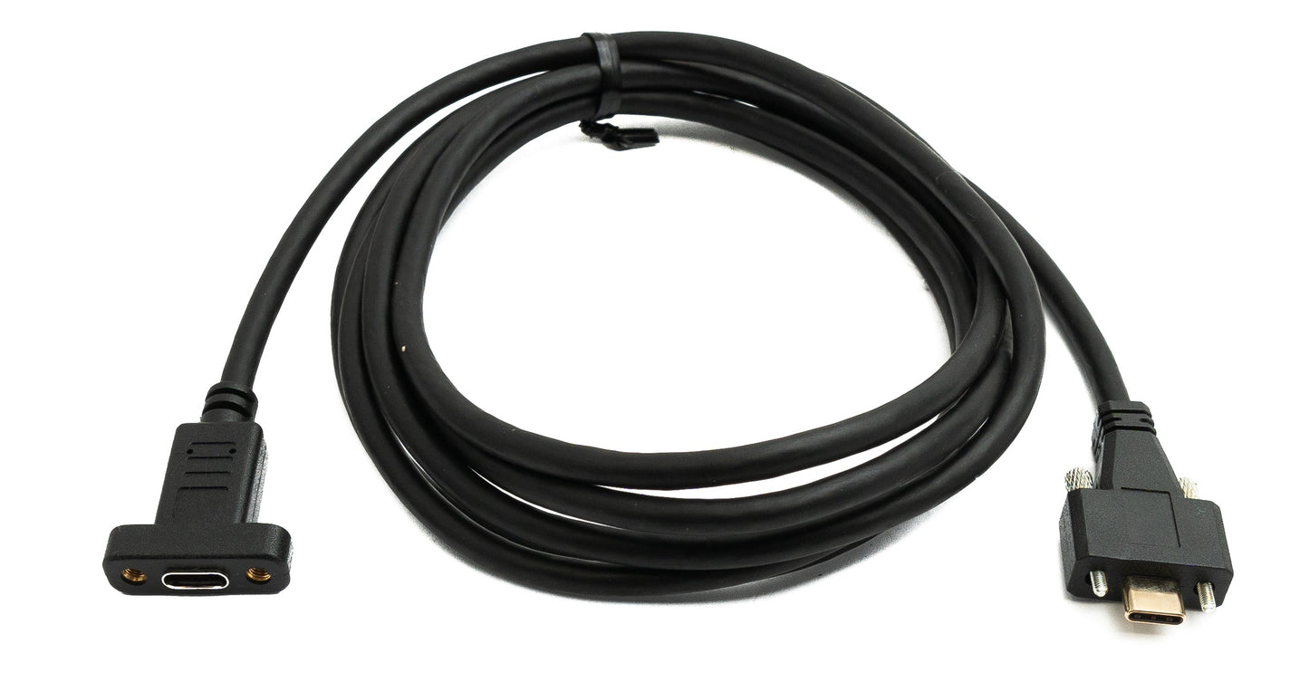 SYSTEM-S USB 3.1 Gen 2 snúra 2 m Type C karlkyns í kvenkyns skrúfutengd svart
