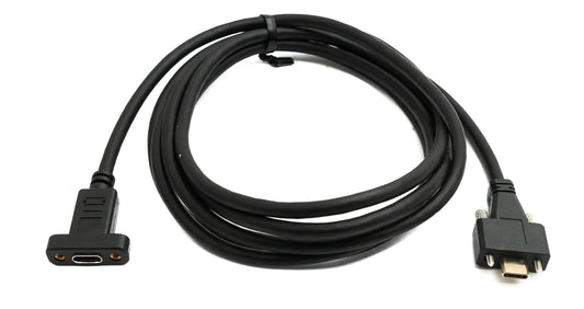 SYSTEM-S USB 3.1 Gen 2 snúra 2 m Type C karlkyns í kvenkyns skrúfutengd svart