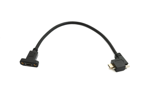 SYSTEM-S USB 3.1 Gen 2 snúra 30 cm Tegund C karlkyns í kvenkyns einfaldur skrúfusnúningur vinstri rétt horn