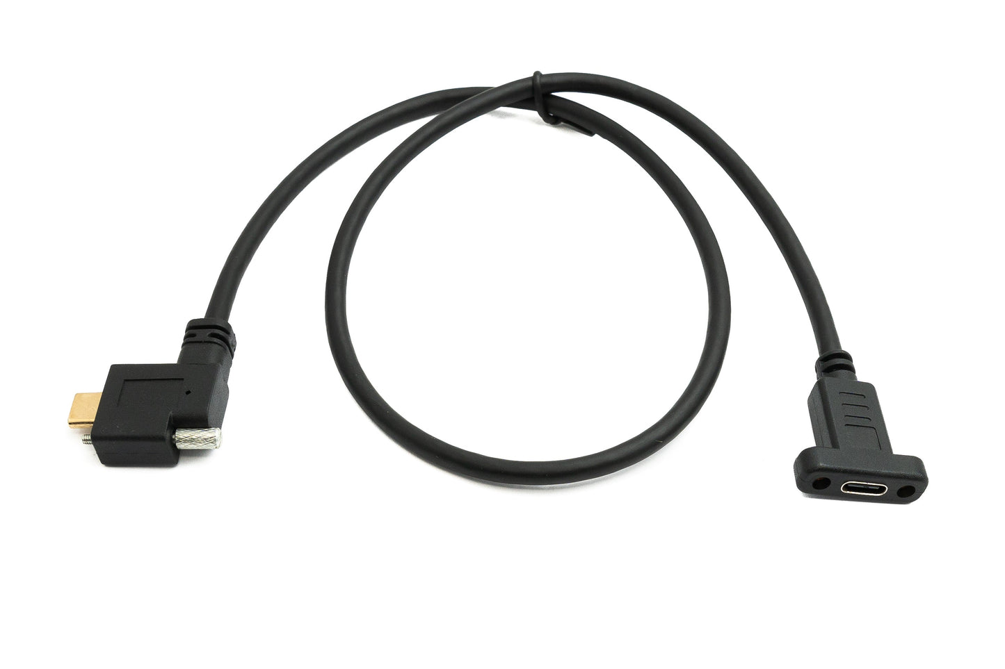 SYSTEM-S USB 3.1 Gen 2 snúra 60 cm Tegund C karlkyns í kvenkyns einfaldur skrúfusnúningur vinstri hægri hornréttur