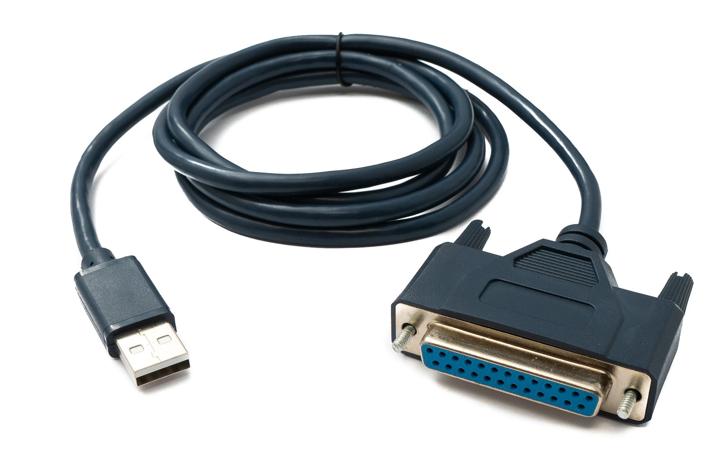 SYSTEM-S USB 2.0 Kabel 120 cm Typ A Stecker zu D Sub 25 Pin Buchse IEEE 1248 in Blau