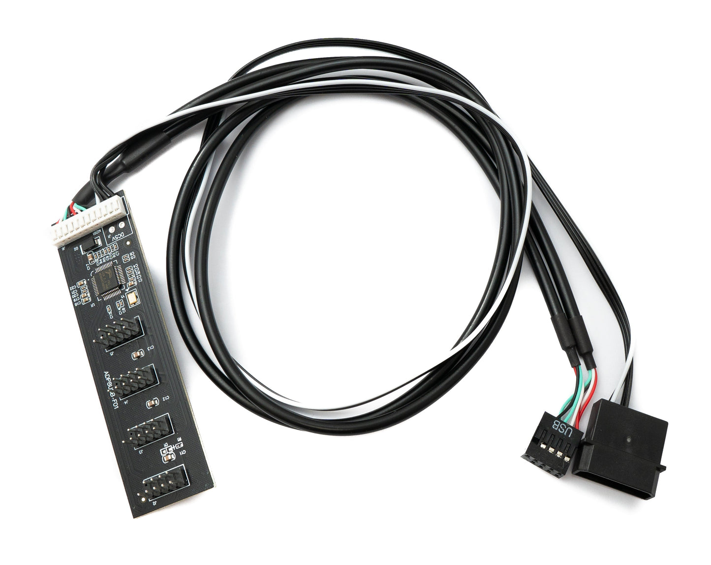 SYSTEM-S USB 2.0 9-pinna tengi Y-tengisnúra kvenkyns í 4x karlkyns fyrir móðurborð, svört