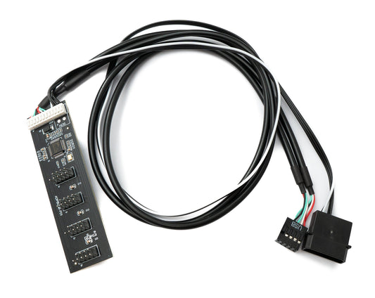 SYSTEM-S USB 2.0 9-pinna tengi Y-tengisnúra kvenkyns í 4x karlkyns fyrir móðurborð, svört