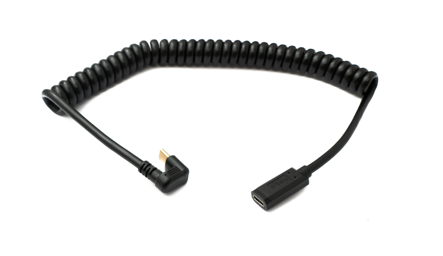 SYSTEM-S USB 3.1 Type C snúra 180 cm karlkyns í kvenkyns 5 Gbit/s spíral U snúningur 180° horn
