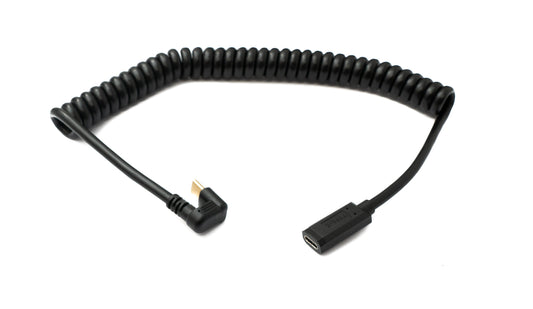 SYSTEM-S USB 3.1 Type C snúra 180 cm karlkyns í kvenkyns 5 Gbit/s spíral U snúningur 180° horn