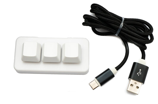 PCsensor USB HID Bluetooth Keypad 3 buttons programmable mechanical RGB LED PC hotkeys white for osu!