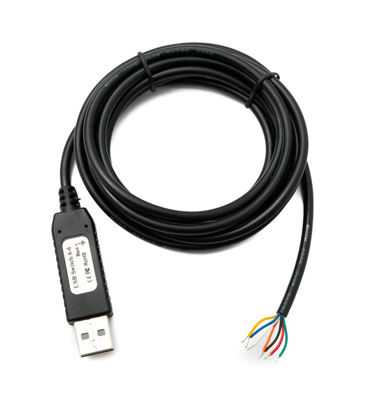 PCsensor USB 2.0 snúra 2 m Tegund A 7 pinna pigtail vír í svörtu
